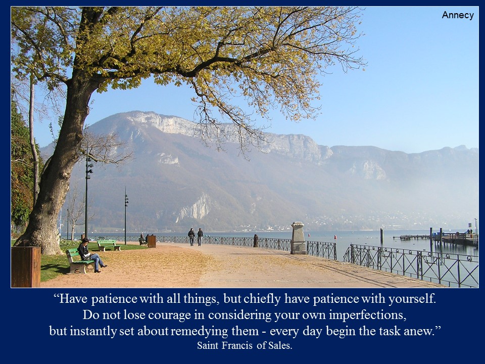 Annecy lake and quote St Francis of Sales